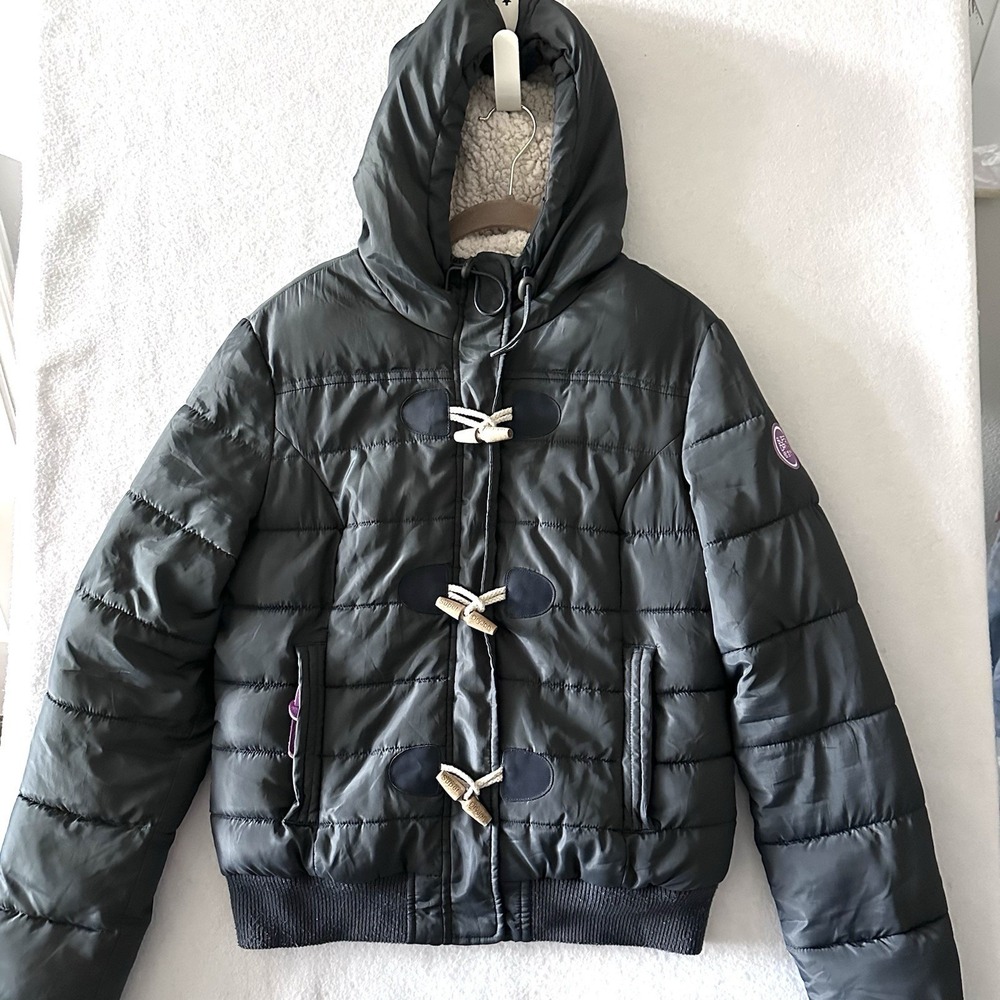 Superdry Sport Women's L Large Toggle Coat Jacket Parka Purple